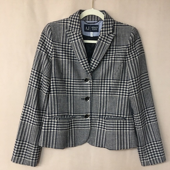 Armani Jeans Women’s wool blend Plaid Blazer Sz 40 IT or small US - Picture 1 of 10